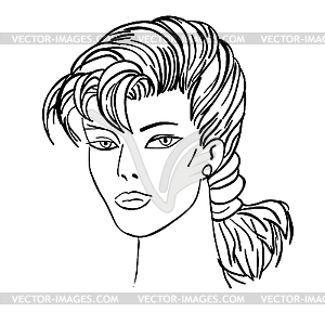 Woman`s face - white & black vector clipart