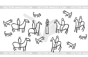 Rock paintings - vector clip art