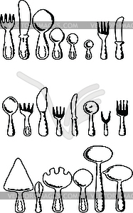 Silhouettes of kitchen accessories - vector clipart