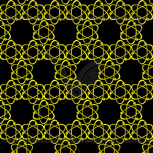 Pattern with theof silhouette of flying atom - vector clipart