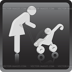 Woman 3D icon with children  - vector clipart