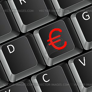 Euro symbol on keyboard - vector image