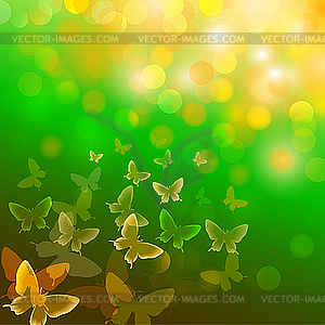 Абстрактный красочный фон с бабочками - векторная иллюстрация