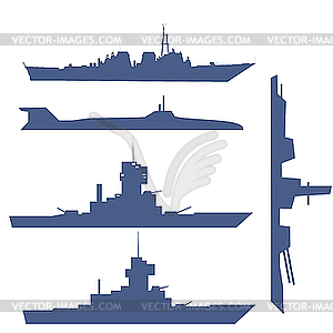 Four ship silhouettes - vector clipart
