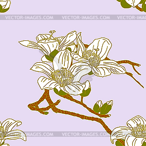 Seamless pattern with orchid flowers - vector clipart / vector image