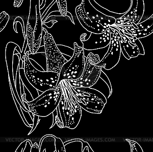 Seamless pattern with Lily flowers - vector clipart