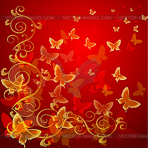 Abstract colourful background with butterflies - vector clipart / vector image