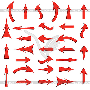 Set of red arrows - color vector clipart