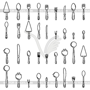 Spoons, forks and knives - vector clipart / vector image