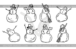 Cartoon snowmen - vector image