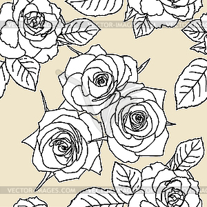 Seamless pattern with rose flowers - vector clip art