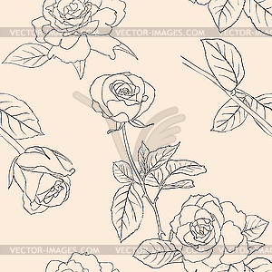 Seamless pattern with rose flowers - vector clip art