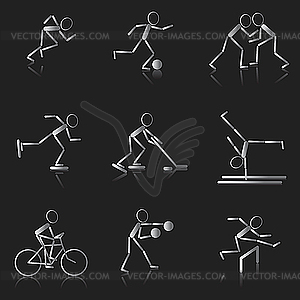 Set of black and white sport icons - vector image