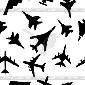 Seamless pattern of military aircrafts - vector clipart