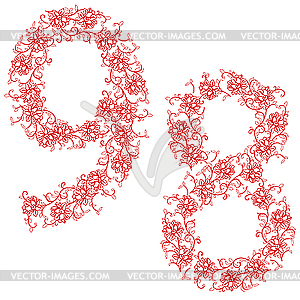 Ornamental alphabet. Digits 89 - vector clip art