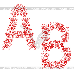 Ornamental alphabet. Letter AB - vector clipart