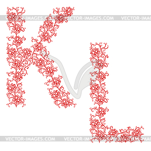 Декоративный алфавит. Буквицы KL - изображение в векторе / векторный клипарт
