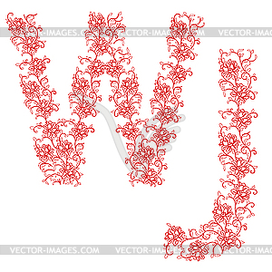 Ornamental alphabet. Letter WJ - vector clipart