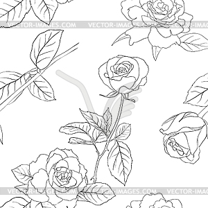 Seamless pattern with rose flowers - vector image