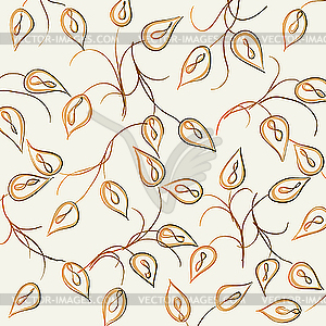 Wall-paper with curling leaves of plant - vector image