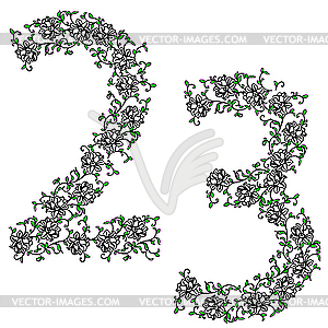 Декоративный алфавит. Цифры 23 - векторная графика