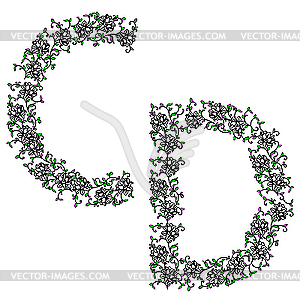 Ornamental alphabet. Letter CD - vector clip art