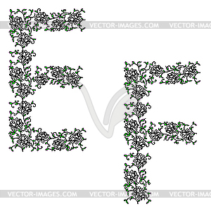 Ornamental alphabet. Letter EF - royalty-free vector clipart