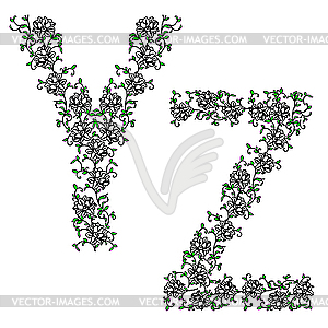 Ornamental alphabet. Letter YZ - vector clip art