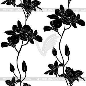 Seamless background with orchids - vector clipart