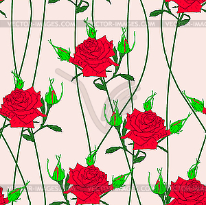 Seamless background with flower roses.  - color vector clipart