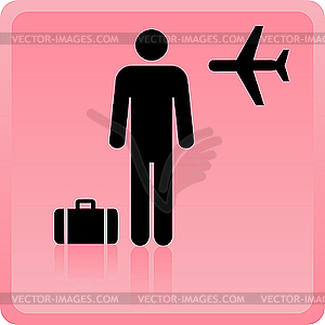 Icon of the person at the airport with luggage - vector clipart