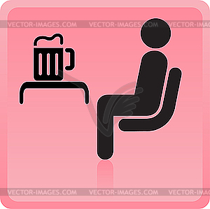 Icon of the person in bar with beer - vector image