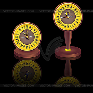 Vintage clock shortly before midnight.  - vector image