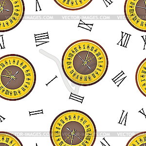 Vintage clock shortly before midnight.  - vector clipart