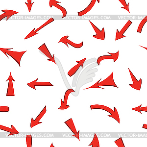 Set of red arrows, seamless pattern. - vector clip art