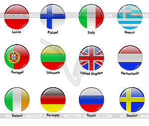 Round Icons with European flags - vector image