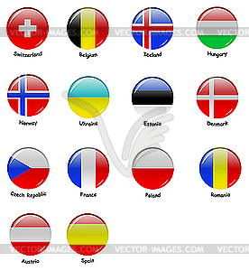 Round Icons with European flags - vector clipart