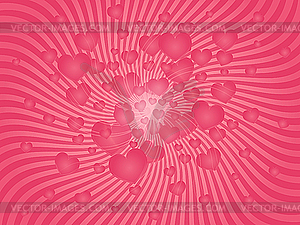 Pink explosion of hearts - vector image