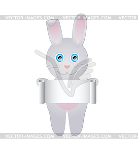 Rabbit with blank roll - stock vector clipart