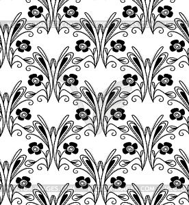 Floral pattern - white & black vector clipart