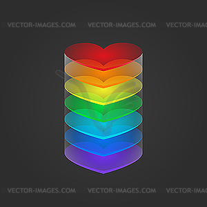 Радужная стопка сердечек - изображение векторного клипарта