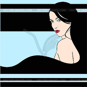 Girl with black hairs - vector image