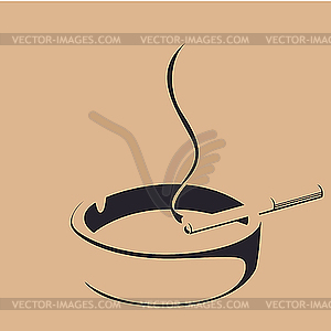 Cigarette and ashtray - color vector clipart