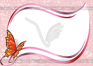 Рамка с летящей бабочкой - векторизованное изображение