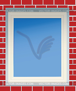 Window in red brick wall - vector clip art