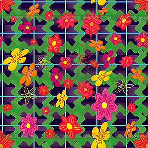 Seamless pattern flowers - vector clip art