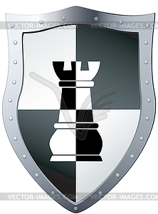 Metal shield chess piece - vector clip art