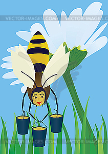 Пчела с медом - векторный эскиз
