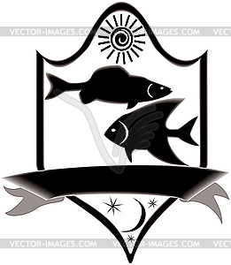 Signboard with fish zodiac - vector image