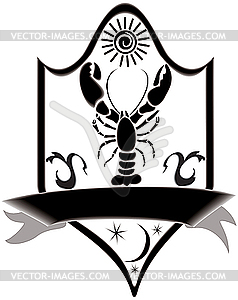 Signboard with zodiac crawfish. - vector clipart